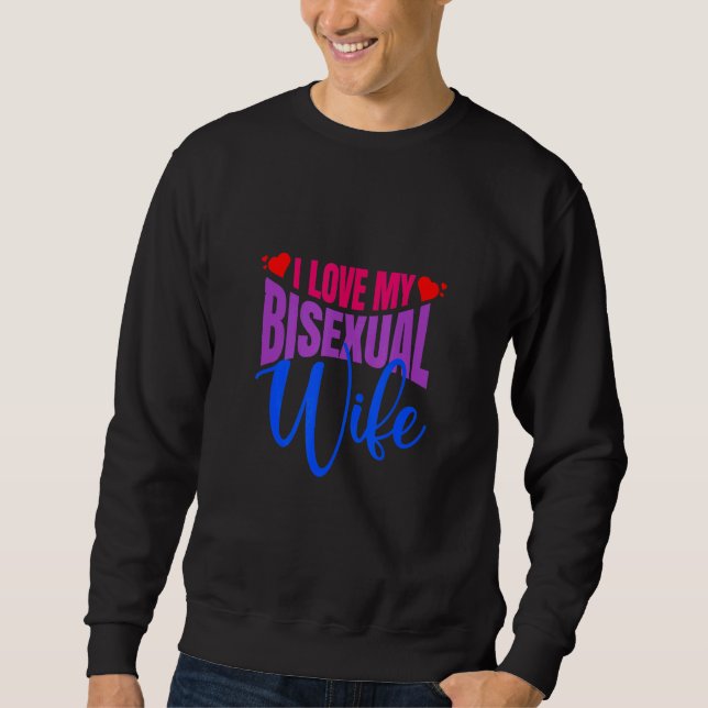 Sweatshirt J'aime mon épouse bisexuelle Fierté Bi Drapeau Bis (Devant)