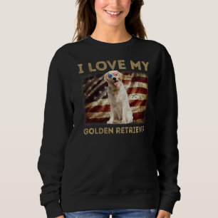 Sweatshirt J'aime mon Golden Retriever Papa Maman Drapeau amé