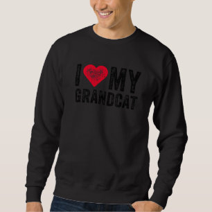 Sweatshirt J'Aime Mon Grand-Chat Rouge Coeur Chat Pet Drôle V