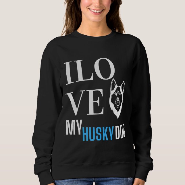 Sweatshirt J'Aime Mon Husky (Devant)
