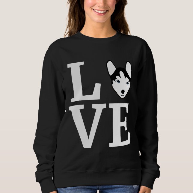Sweatshirt J'Aime Mon Husky Mignonne Pour Les Propriétaires D (Devant)