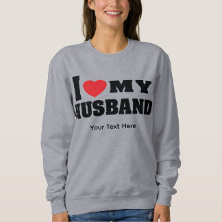 Sweatshirt J'aime mon mari texte avec symbole de cœur rouge