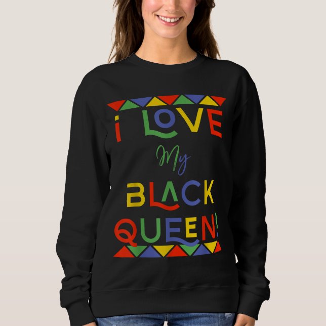 Sweatshirt j'aime mon petit ami noir queen copain africain am (Devant)