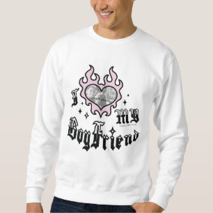 Sweatshirt J'aime mon petit ami - Rose - DingusDesign