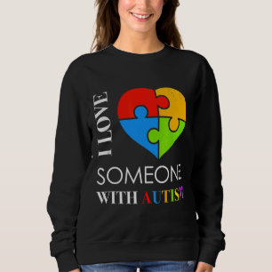Sweatshirt J'Aime Quelqu'Un Avec Autisme Puzzle Coeur Autisme