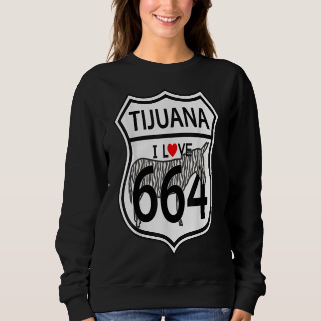 Sweatshirt j'aime tijuana 664 zebra burro donkey mexico (Devant)