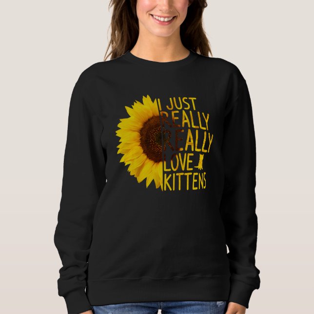 Sweatshirt J'Aime Vraiment Chatons Femmes Hommes Kitty Sunflo (Devant)