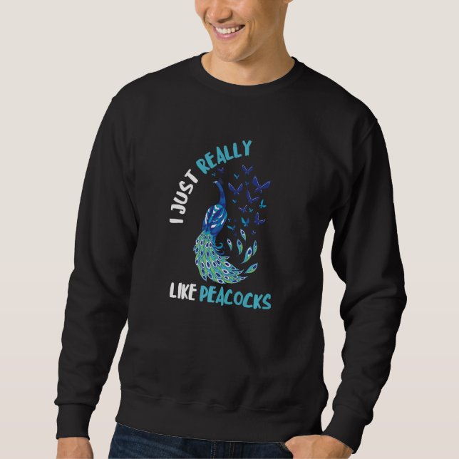 Sweatshirt J'aime vraiment simplement les paons Oiseau multic (Devant)