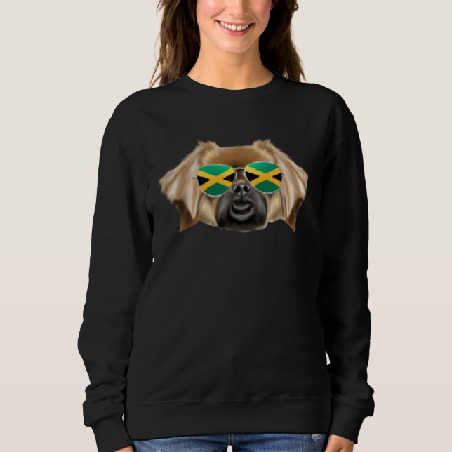 Sweatshirt Jamaican Flag Tibetan Spaniel Dog Jamaica Pocket (Devant)