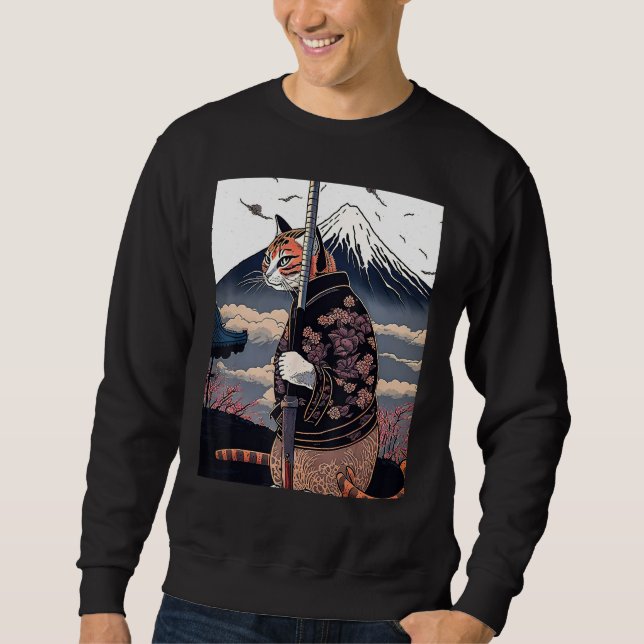 Sweatshirt Japanese Aesthetic Sakura Cherry Blossoms samurai  (Devant)