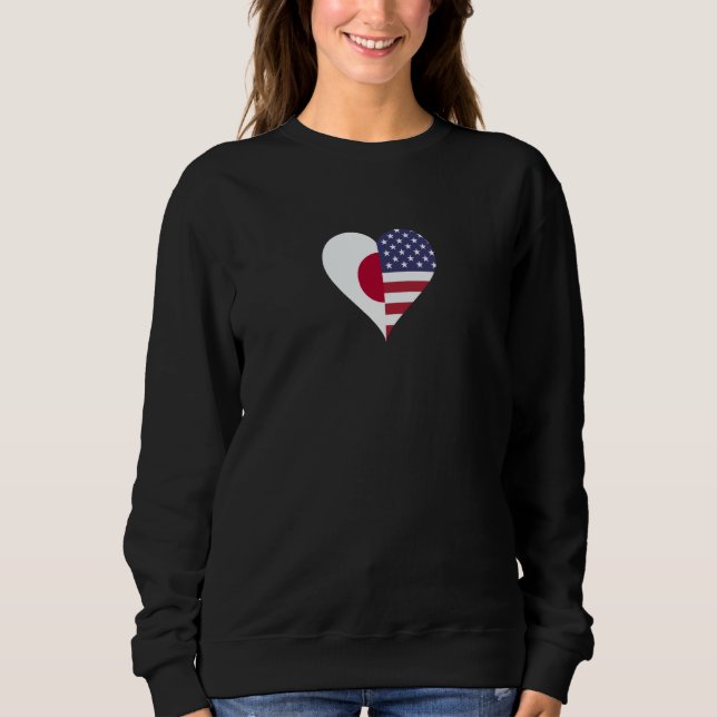 Sweatshirt Japanese Americans American Flag Japanese Flag Hea (Devant)