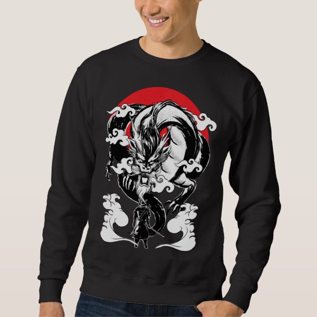 Sweatshirt Japanese Dragon Tradition Asian Tokyo Dragon Kanji (Devant)