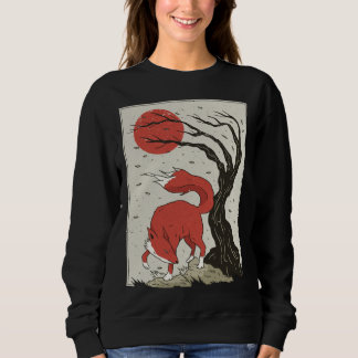 Sweatshirt Japanese Retro Fox Cherry Blossom