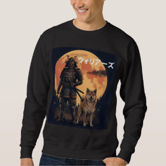 Sweatshirt Japanese Samurai Warrior and Shiba Inu Dog Full Mo