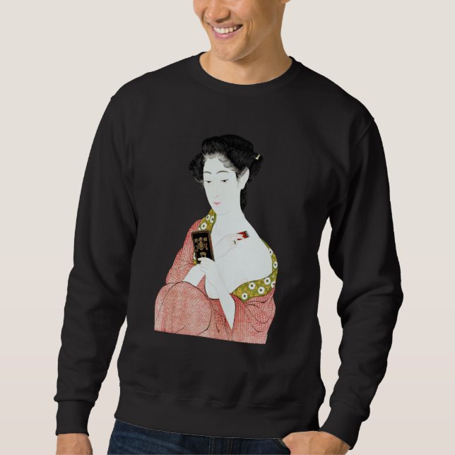 Sweatshirt Japanese Woman Geisha Shin hanga Ukiyo e Japanese  (Devant)