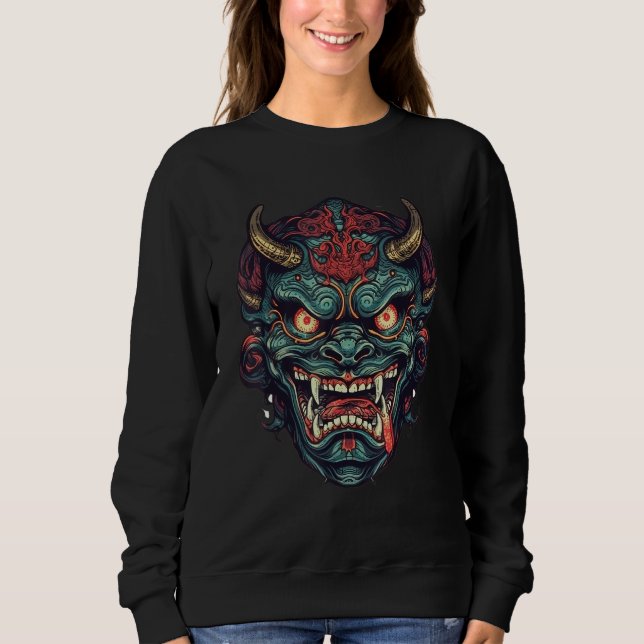 Sweatshirt Japon Demon Art visage Masque Diable Yokai Harajuk (Devant)