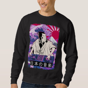 Sweatshirt Japonais Samurai DJ Warrior disque Vintage Jockey