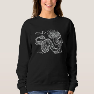 Sweatshirt Japonaise esthétique Dragon Kanji Vêtements Femmes