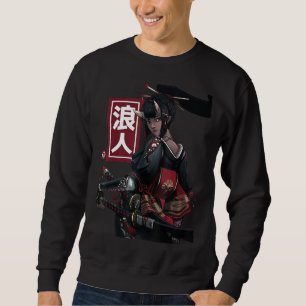 Sweatshirt Japonaise Samurai Girl Et Vintage Sakura Cherry Bl