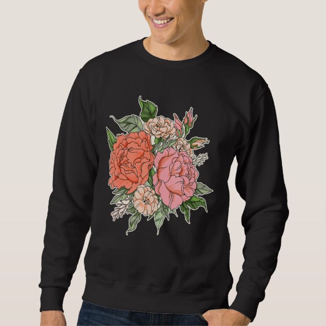 Sweatshirt Jardin aux fleurs aquarelles (Devant)
