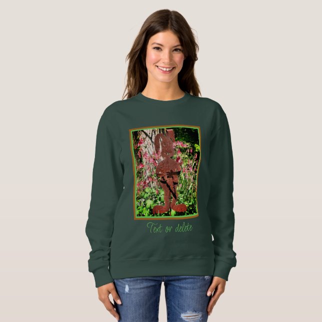 Sweatshirt Jardin de fleurs de lapin rouillé Personnalisé (Devant entier)