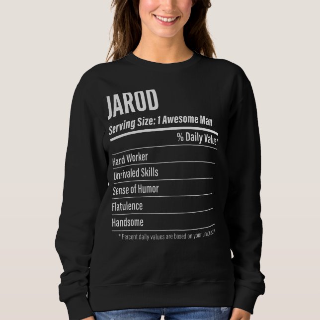 Sweatshirt Jarod Taille du service Nutrition Étiquette Calori (Devant)