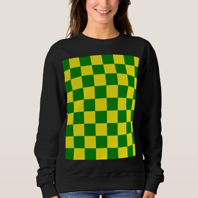 Sweatshirt Jaune vert À damiers Motif chèque (Devant)