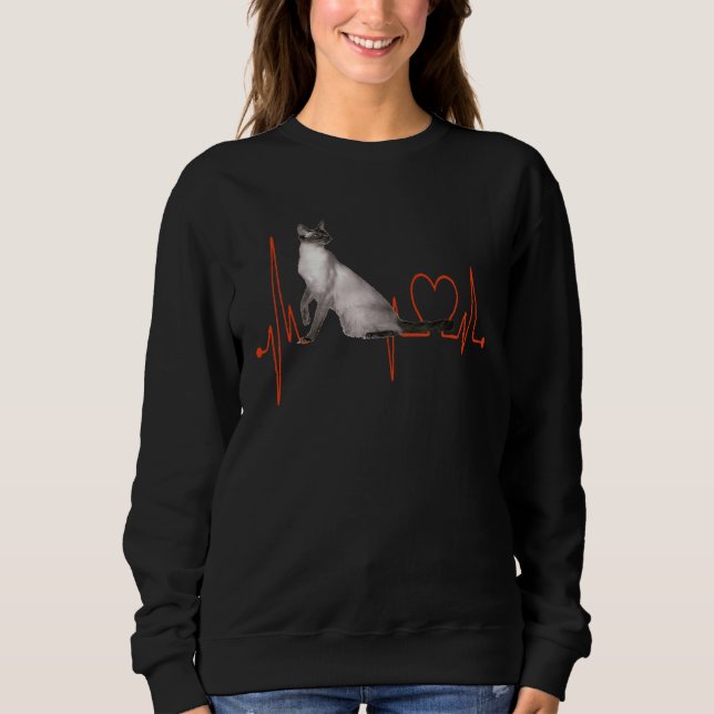 Sweatshirt Javanese Cat Heartbeat EKG  Cat & Kitten (Devant)