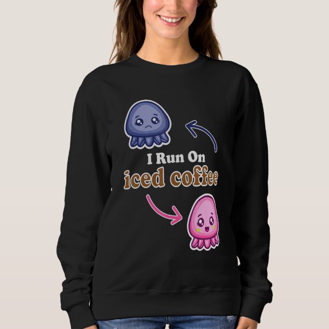 Sweatshirt Je Cours Sur Du Café Glacé Cute Octopus Réversible (Devant)