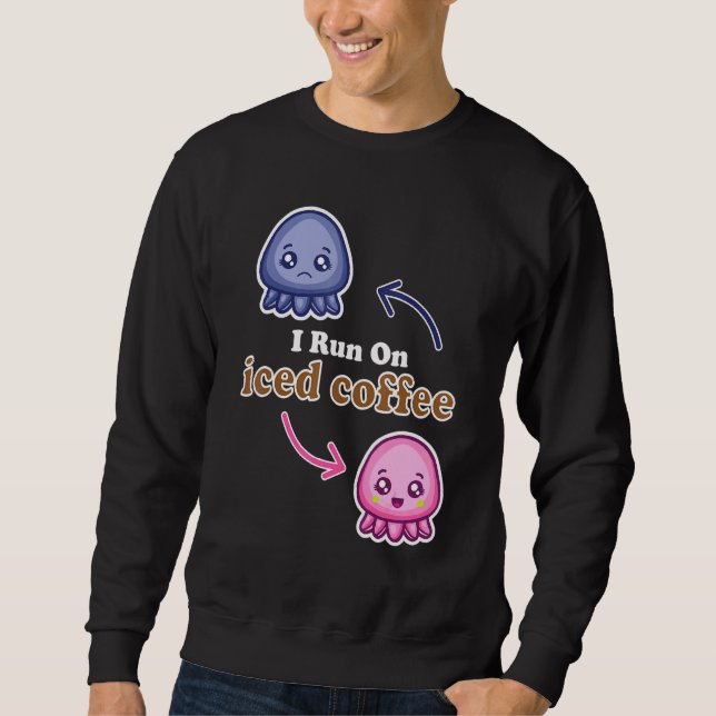 Sweatshirt Je Cours Sur Du Café Glacé Cute Octopus Réversible (Devant)