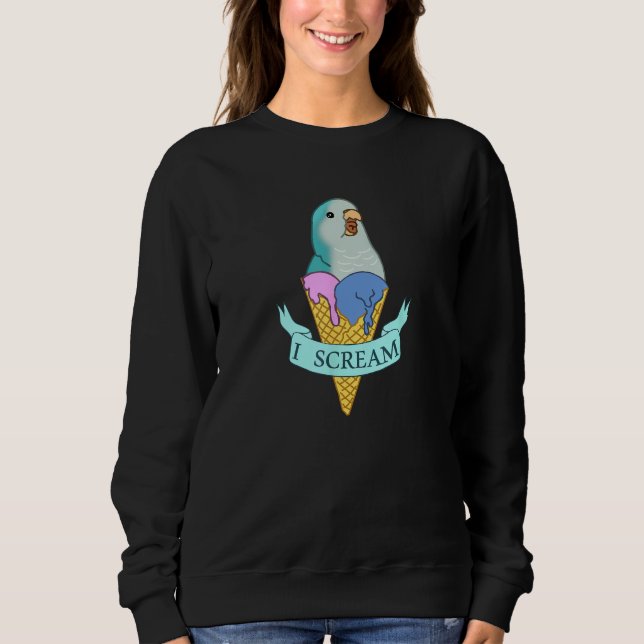 Sweatshirt Je crie Quaker Parrot, Funny Glace Blue Monk (Devant)