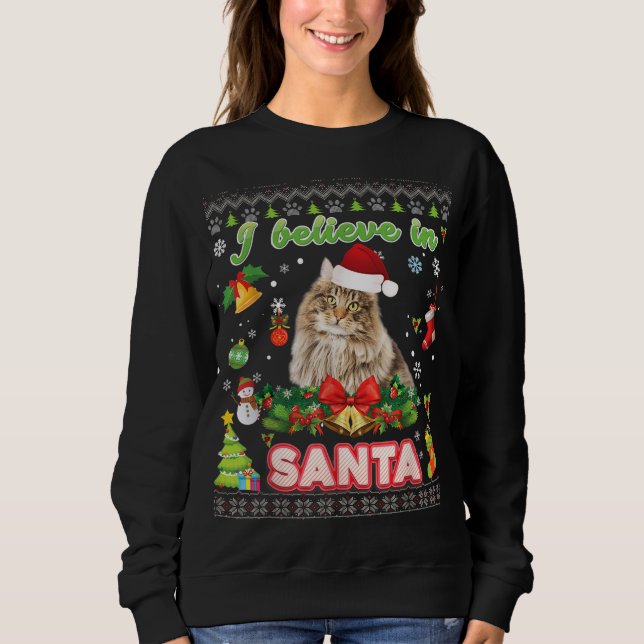 Sweatshirt Je Crois En Père Noël Norwegian Forest Chat Noël (Devant)