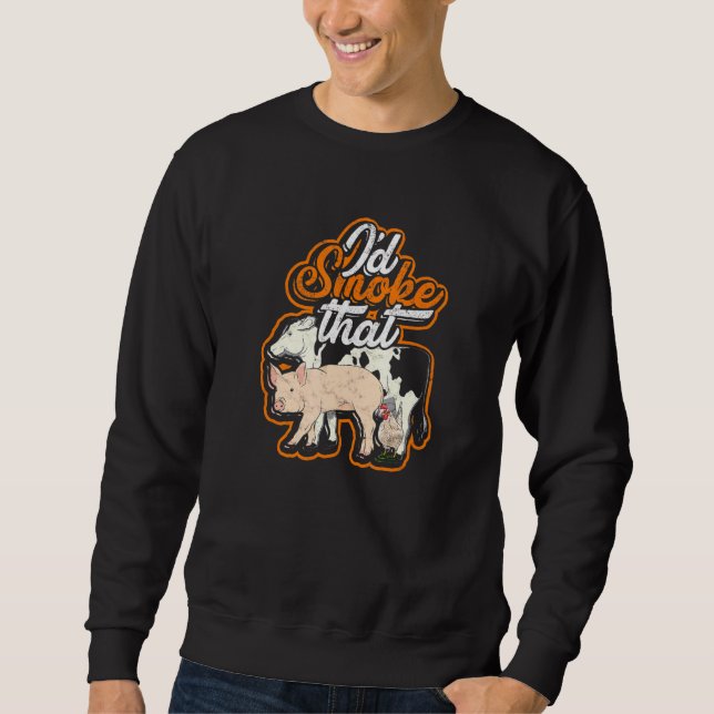 Sweatshirt Je fume que - Texas Cow poulet et porc (Devant)