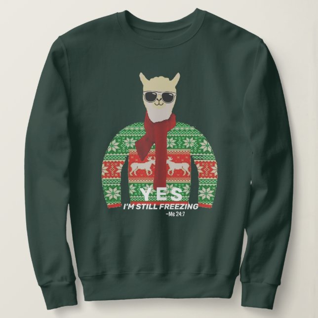 Sweatshirt Je gèle toujours un pull de Noël moche, Llama (Design devant)
