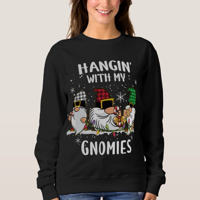 Sweatshirt Je Passe Avec Mes Gnomies Trois Gnomes Noël Buf (Devant)
