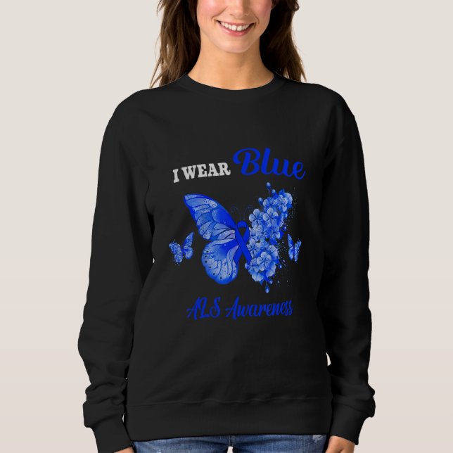 Sweatshirt Je porte aussi le papillon bleu (Devant)