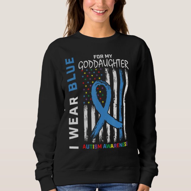 Sweatshirt Je Porte Du Bleu Pour Ma Sensibilisation sur l'aut (Devant)