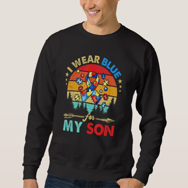 Sweatshirt Je Porte Du Bleu Pour Mon Fils Sensibilisation sur (Devant)