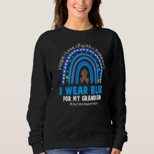 Sweatshirt Je Porte Du Bleu Pour Mon Petit-Fils Sensibilisati