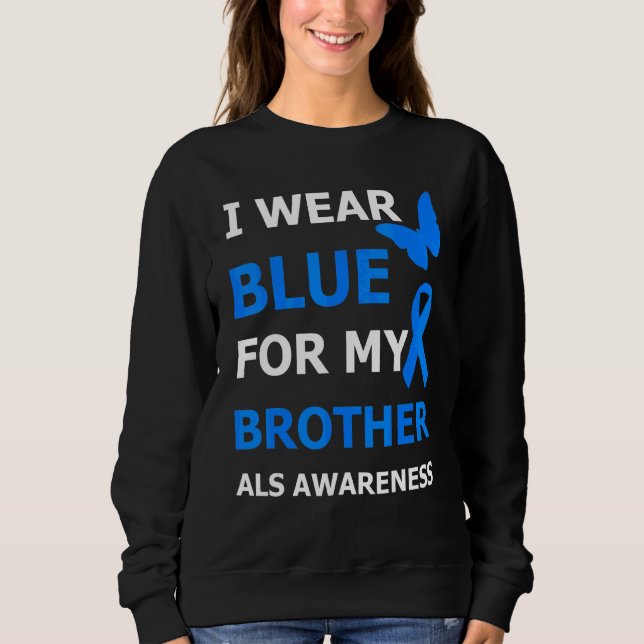 Sweatshirt Je Porte Du Bleu Pour Mon Ruban Frère (Devant)