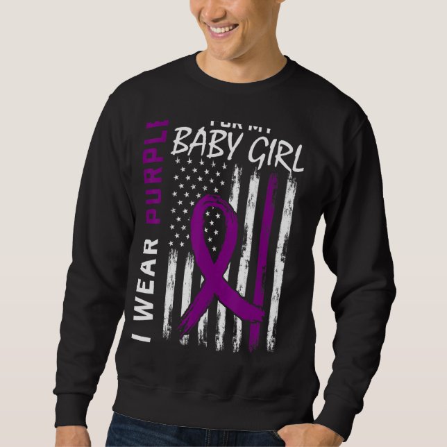 Sweatshirt Je Porte Du Violet Pour Ma Fille Bébé Lupus Awar (Devant)