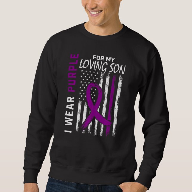 Sweatshirt Je Porte Du Violet Pour Mon Fils Sensibilisation À (Devant)