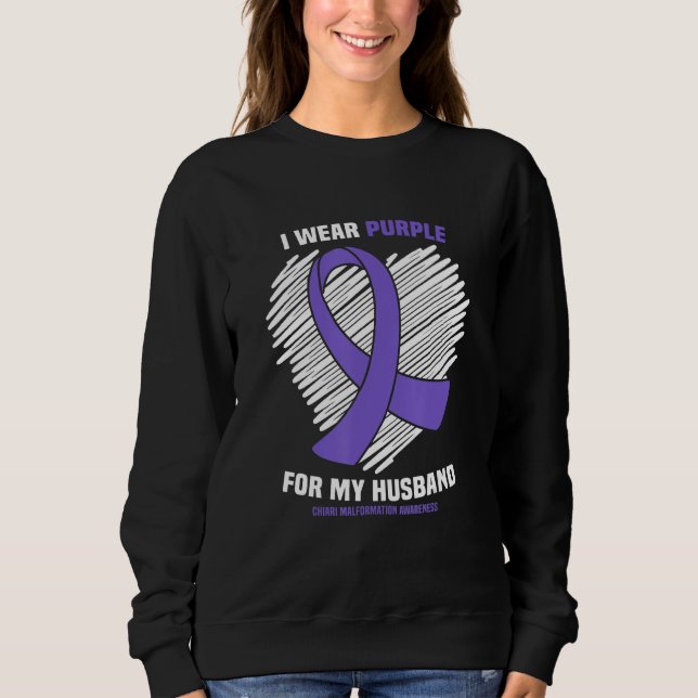 Sweatshirt Je Porte Du Violet Pour Mon Mari, Malformation Chi (Devant)