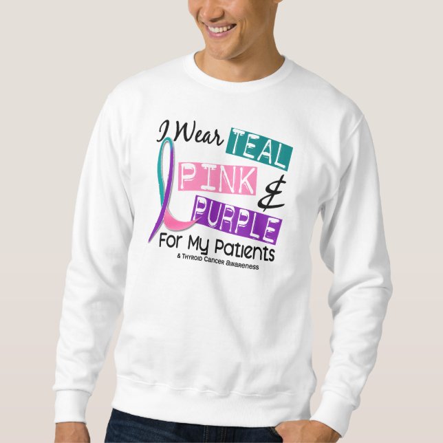 Sweatshirt Je porte le ruban de cancer de la thyroïde pour (Devant)