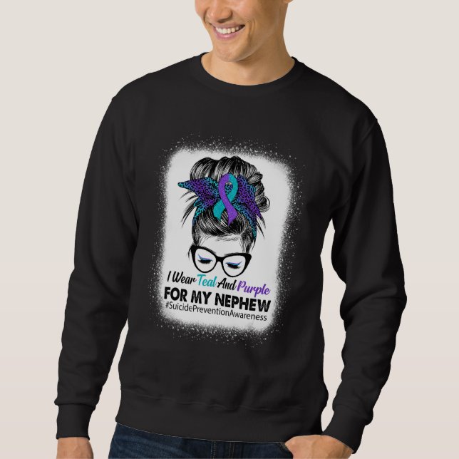 Sweatshirt Je porte le sarcelle violet pour la prévention du  (Devant)