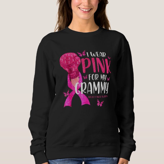 Sweatshirt Je Porte Rose Pour Mon Grammy Ruban Rose (Devant)