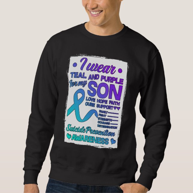 Sweatshirt Je Porte Turquoise & Violet Pour Mon Fils Préventi (Devant)