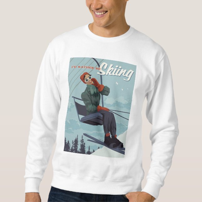 Sweatshirt Je préfère skier Imprimer (Devant)