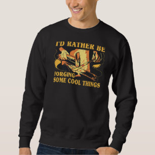 Sweatshirt Je Préférerais Forger Des Choses Cool Anvil Black