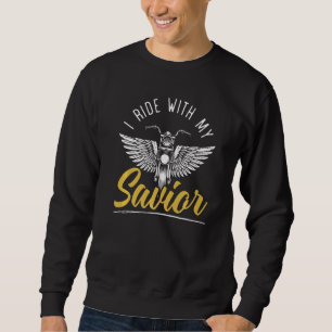 Sweatshirt Je Ride Avec Mon Sauveur Moto Motorcycle Automob